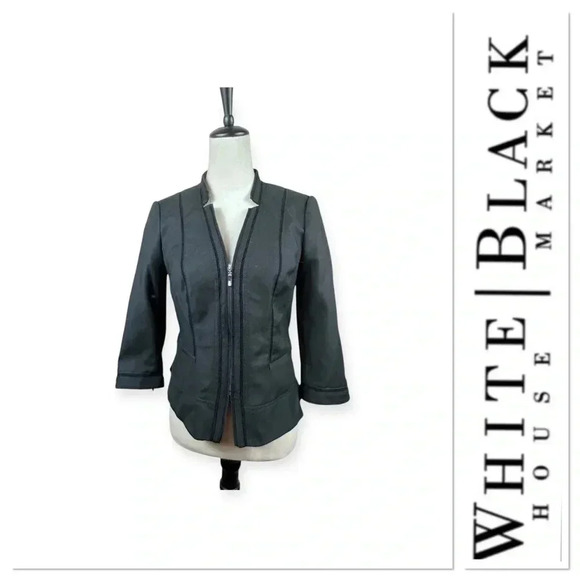 White House Black Market black zip front perfect form jacket size 6 - Picture 1 of 10